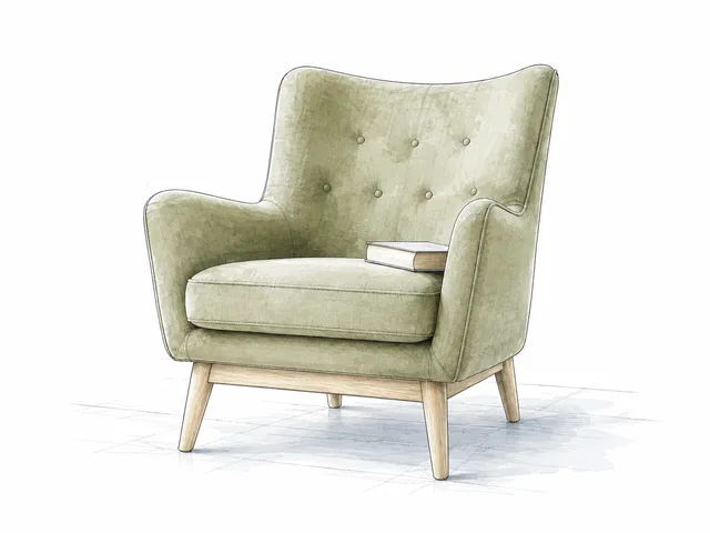 Sketch of a sage-green reading chair